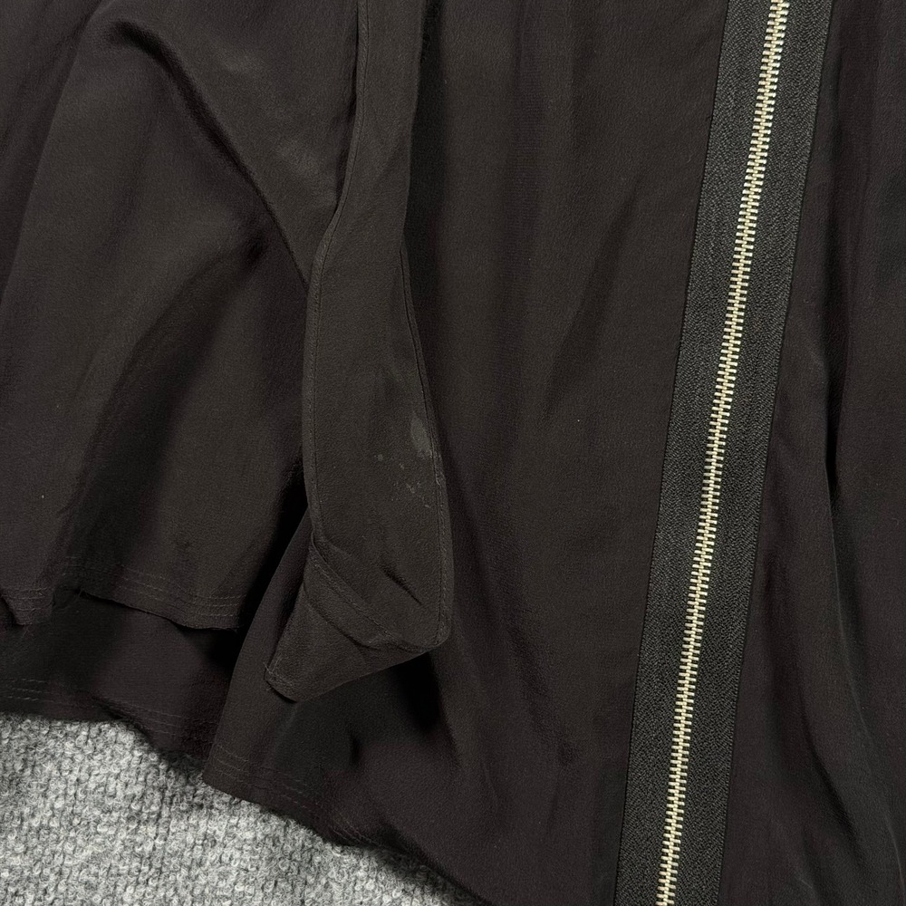 AllSaints Silk Sleeveless Zip Front Top Womens Medium Black Draped Asymmetrical - Picture 2 of 13